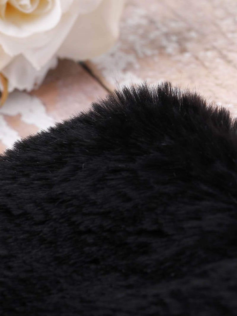 Jovono Women's Bride Wedding Fur Shawl Wrap - Bridal Scarf and Wraps for Women (Black) - Image 3